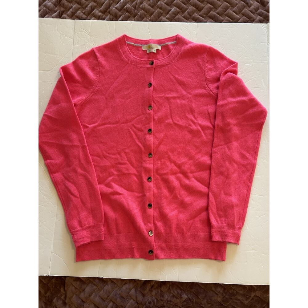 Boden Vibrant Pink Button-Front Crewneck Cardigan